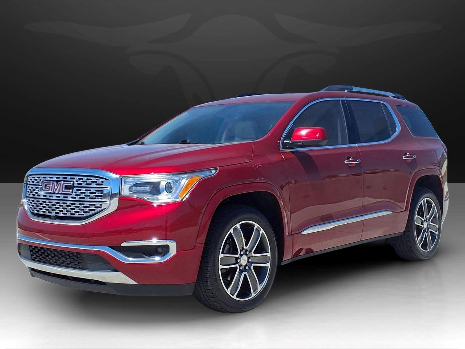 2019 GMC Acadia DNLI in Red Quartz Tintcoat — front three-quarter view
