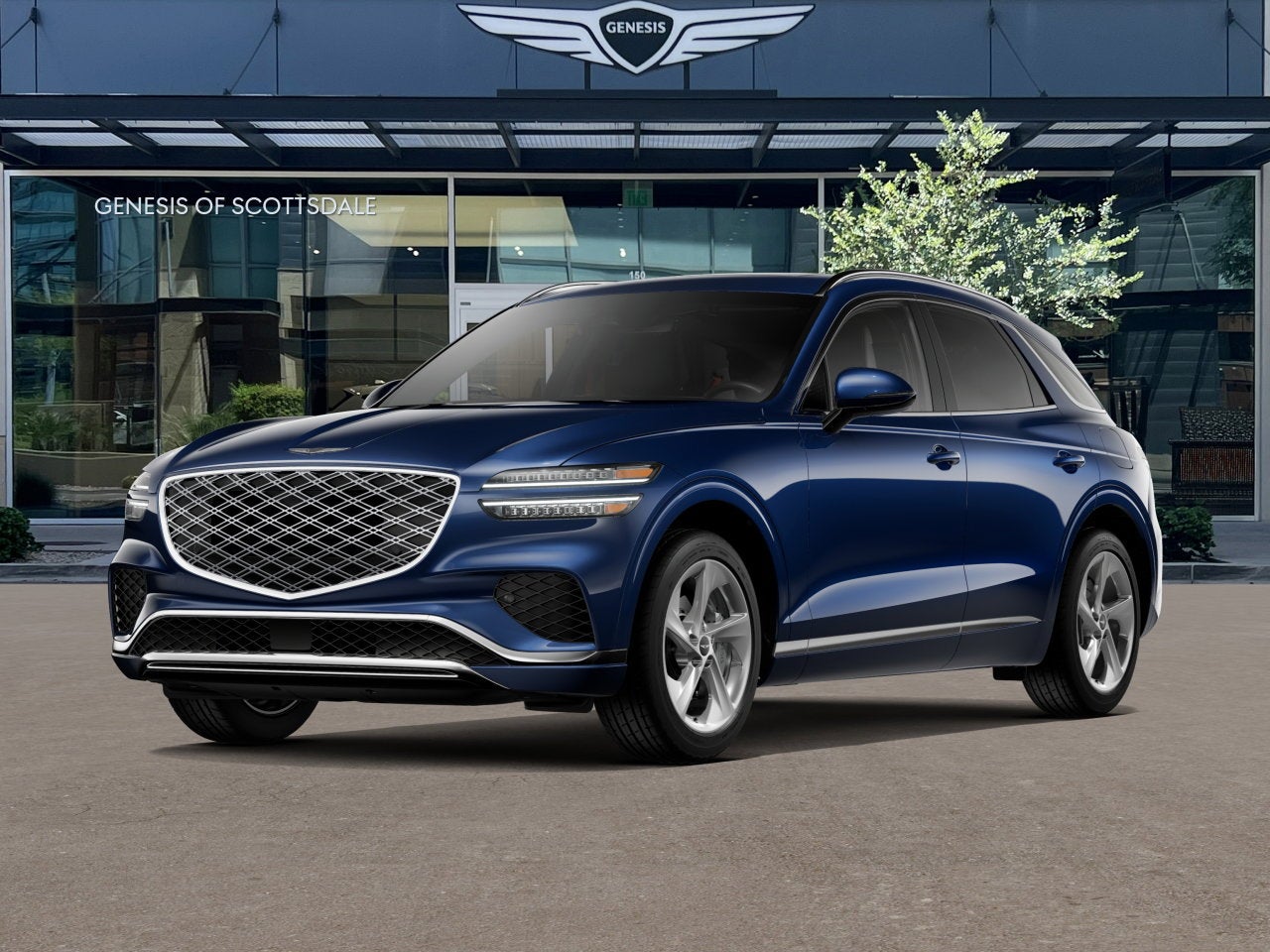 2026 Genesis GV70 2.5T SELECT in Capri Blue — front three-quarter view