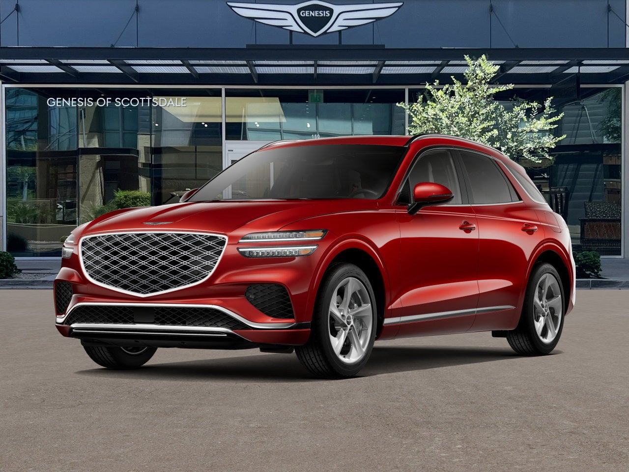 2026 Genesis GV70 2.5T SELECT in Mauna Red — front three-quarter view