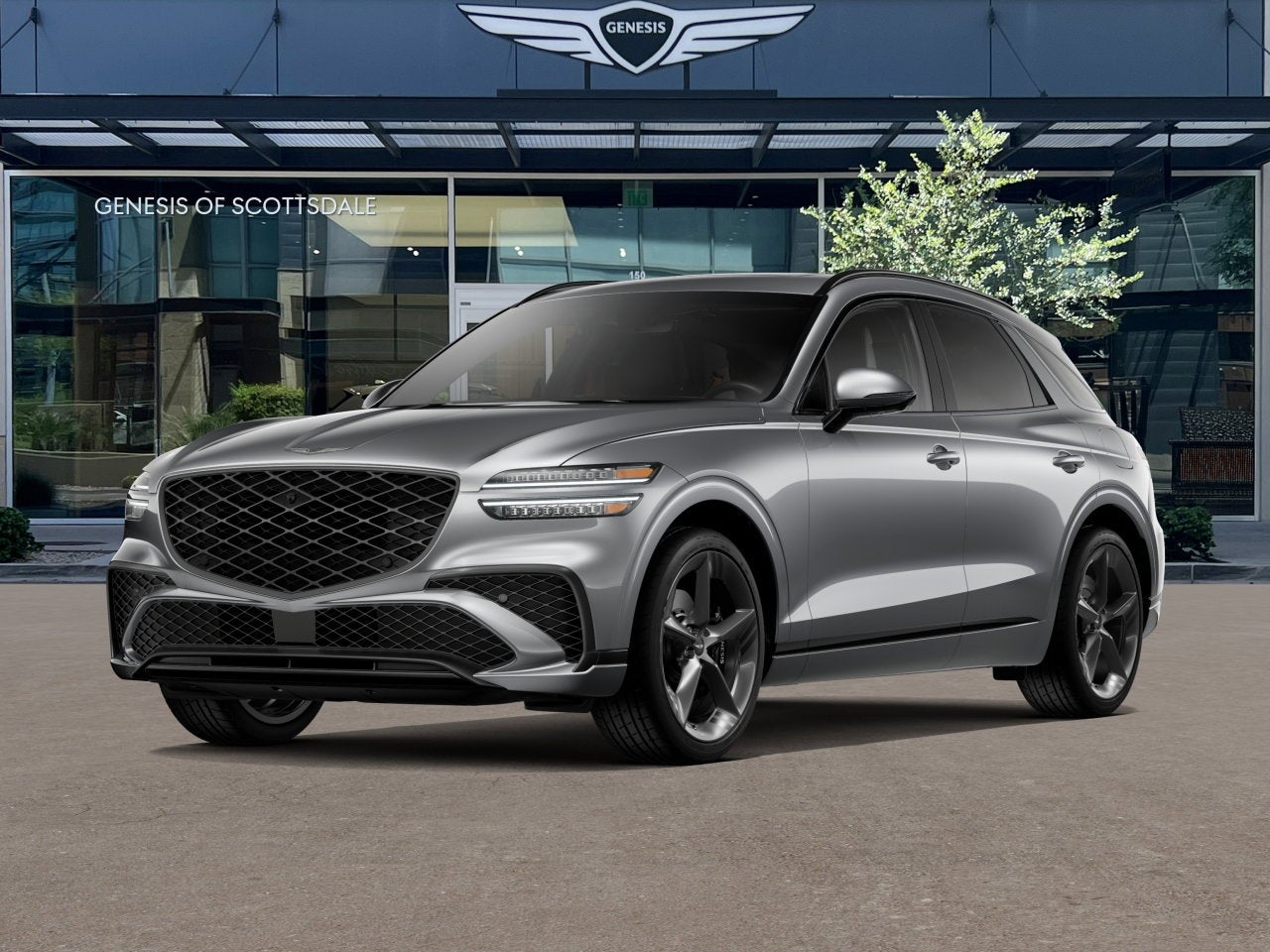 2026 Genesis GV70 2.5T SPORT PRESTIGE in Savile Silver — front three-quarter view