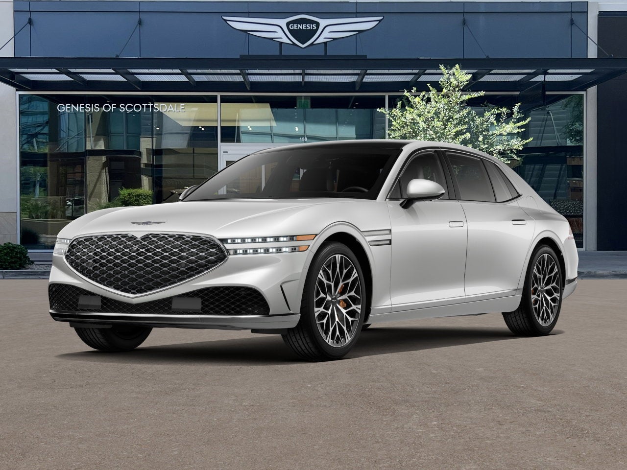 2026 Genesis G90 3.5T E-SC MHEV in Uyuni White — front three-quarter view