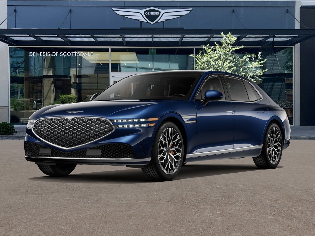 2026 Genesis G90 3.5T E-SC MHEV in Capri Blue — front three-quarter view