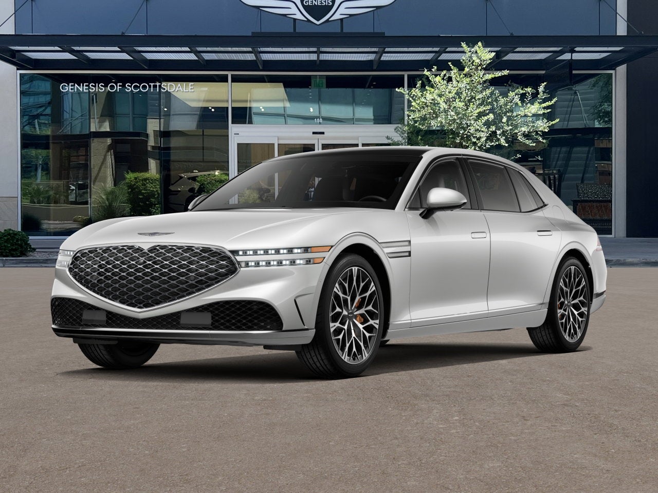 2026 Genesis G90 3.5T E-SC MHEV in Uyuni White — front three-quarter view