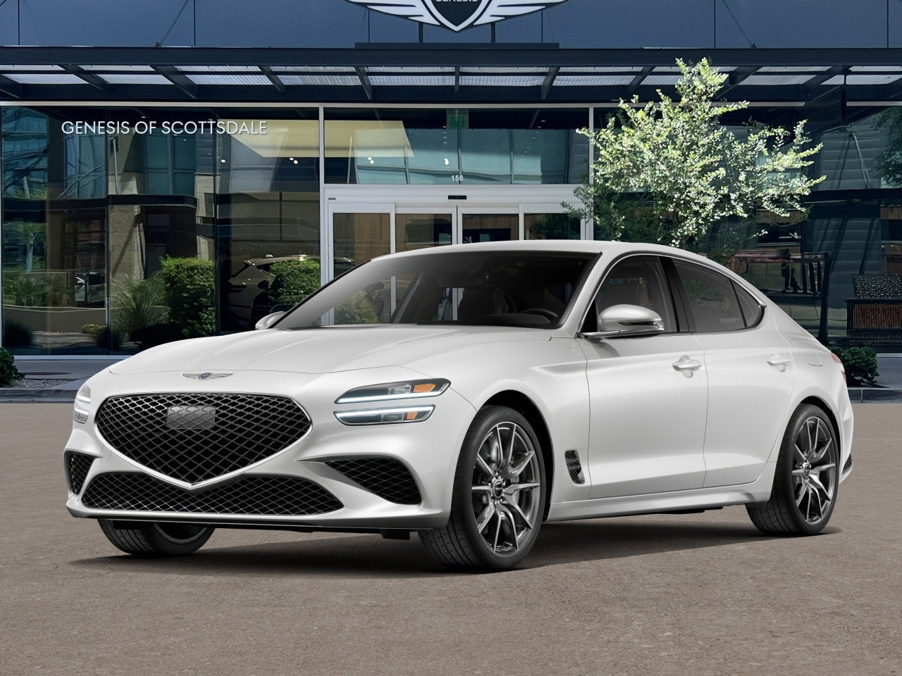 2026 Genesis G70 2.5T in Uyuni White — front three-quarter view