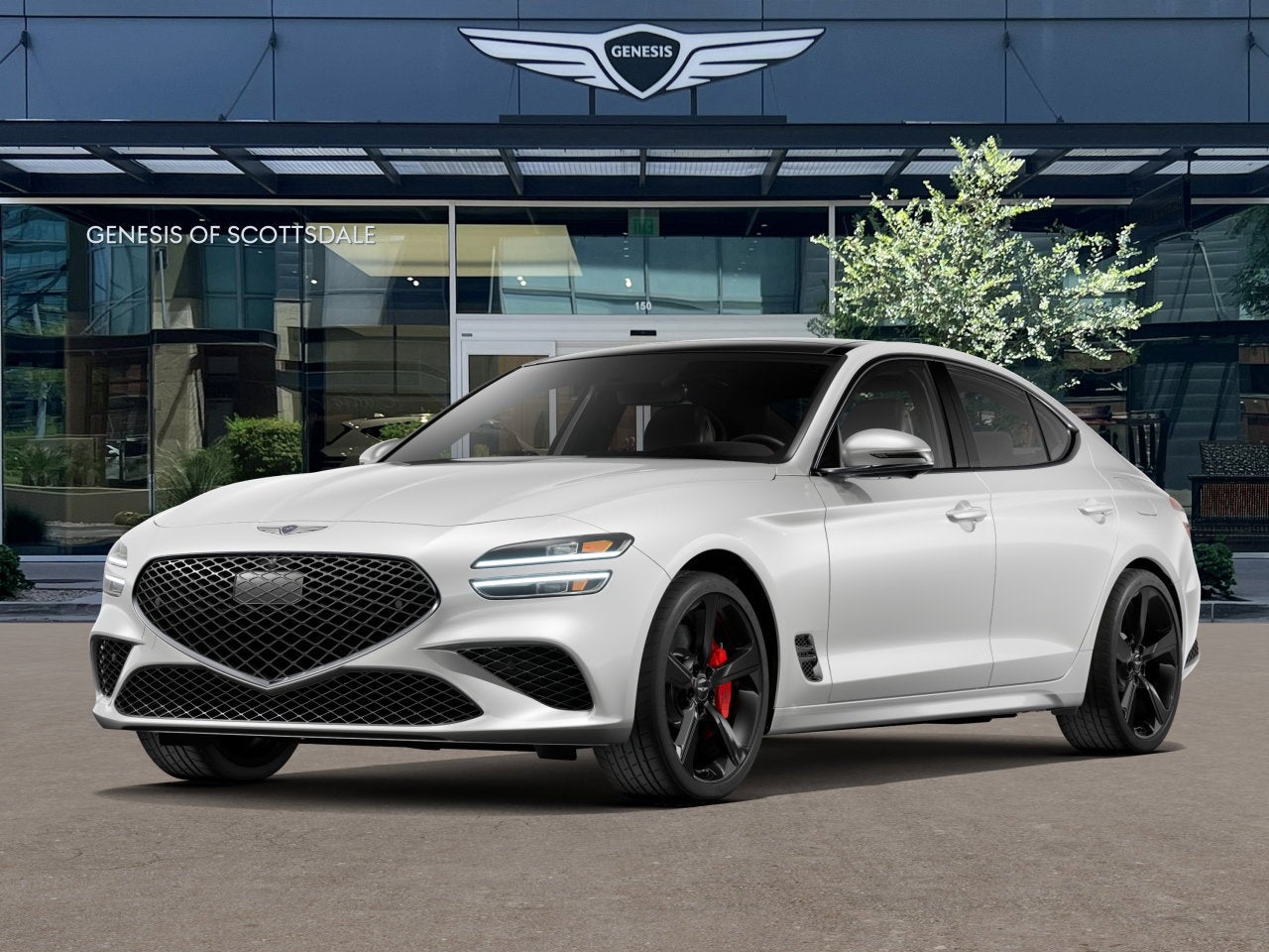 2026 Genesis G70 3.3T SPORT PRESTIGE in Uyuni White — front three-quarter view