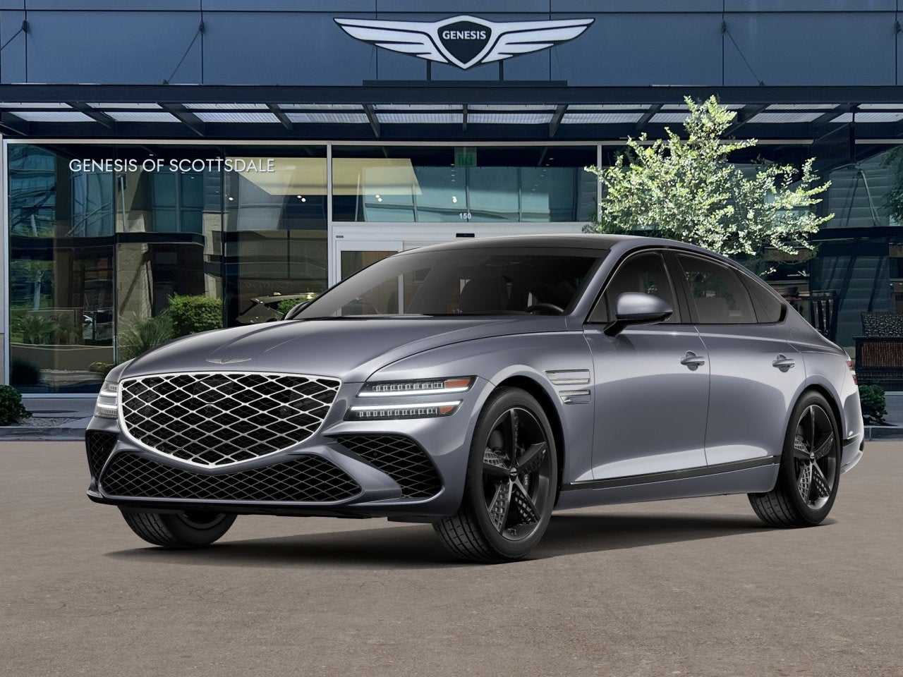 2026 Genesis G80 2.5T SPORT PRESTIGE in Ceres Blue — front three-quarter view