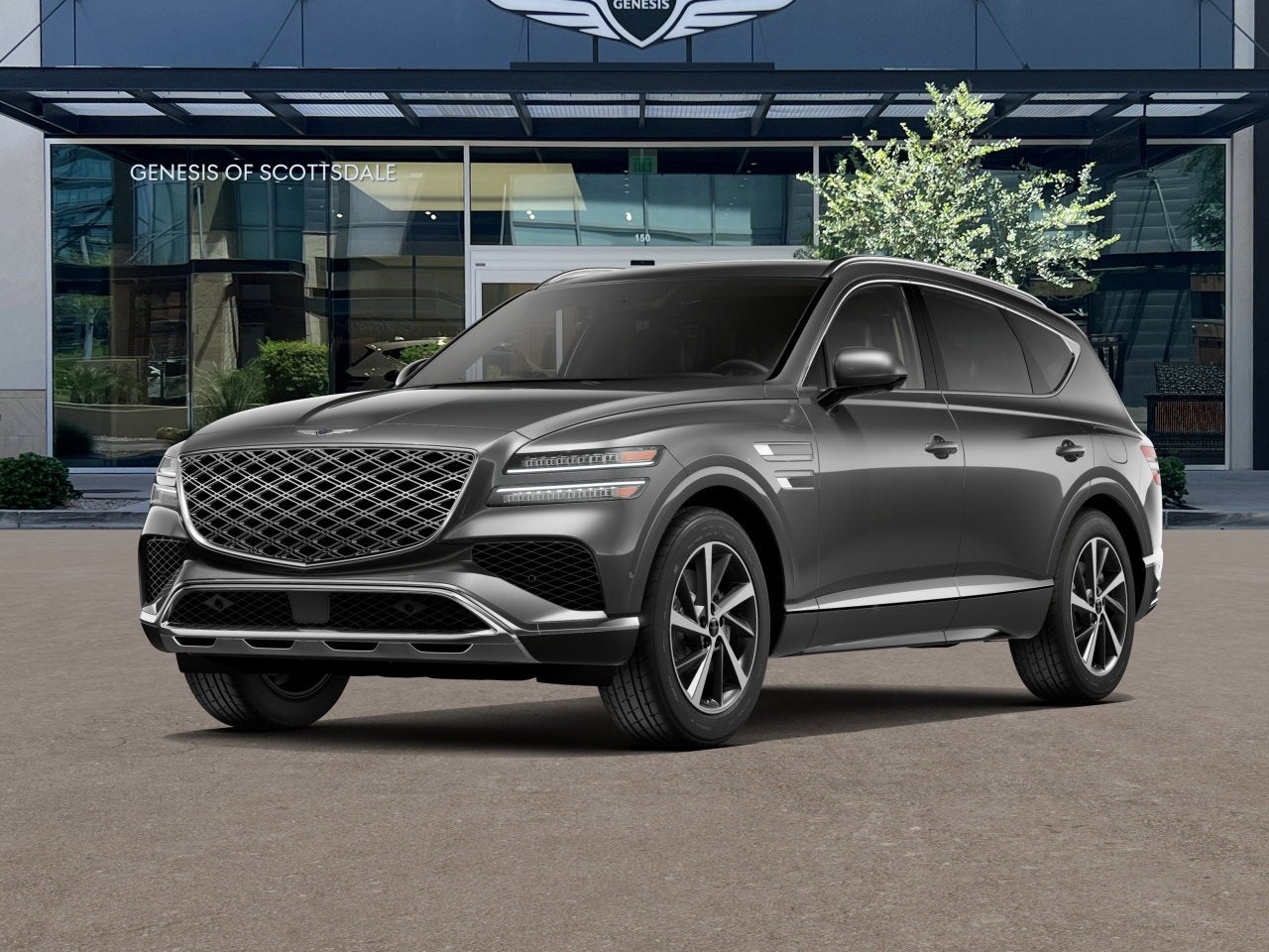 2026 Genesis GV80 2.5T ADVANCED in Makalu Gray — front three-quarter view