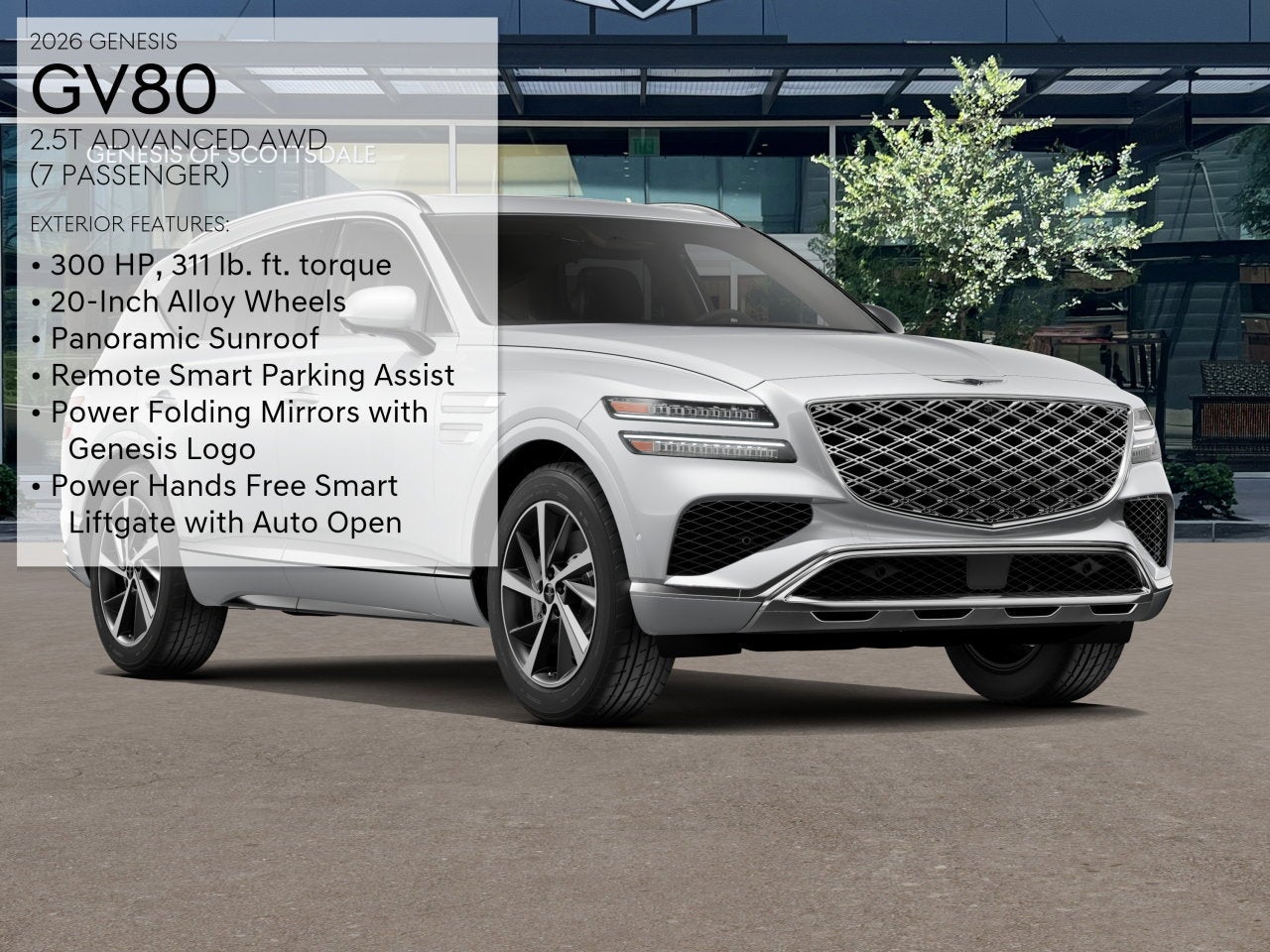 2026 Genesis GV80 — rear three-quarter view