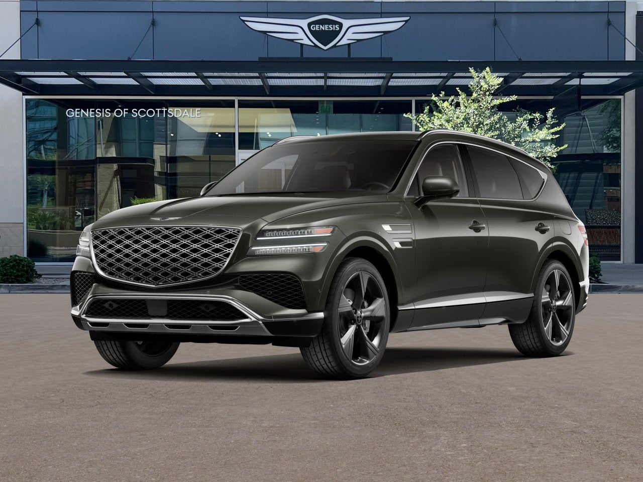 2026 Genesis GV80 2.5T PRESTIGE in Storr Green — front three-quarter view
