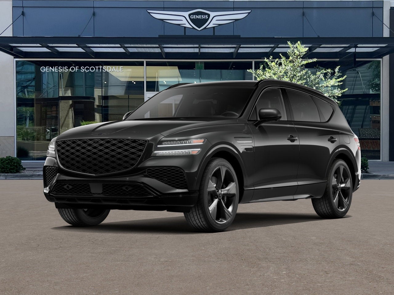 2026 Genesis GV80 2.5T PRESTIGE BLACK in Vik Black — front three-quarter view
