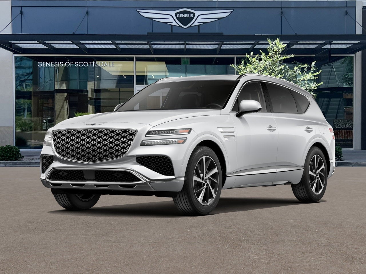 2026 Genesis GV80 3.5T ADVANCED in Alta White — front three-quarter view