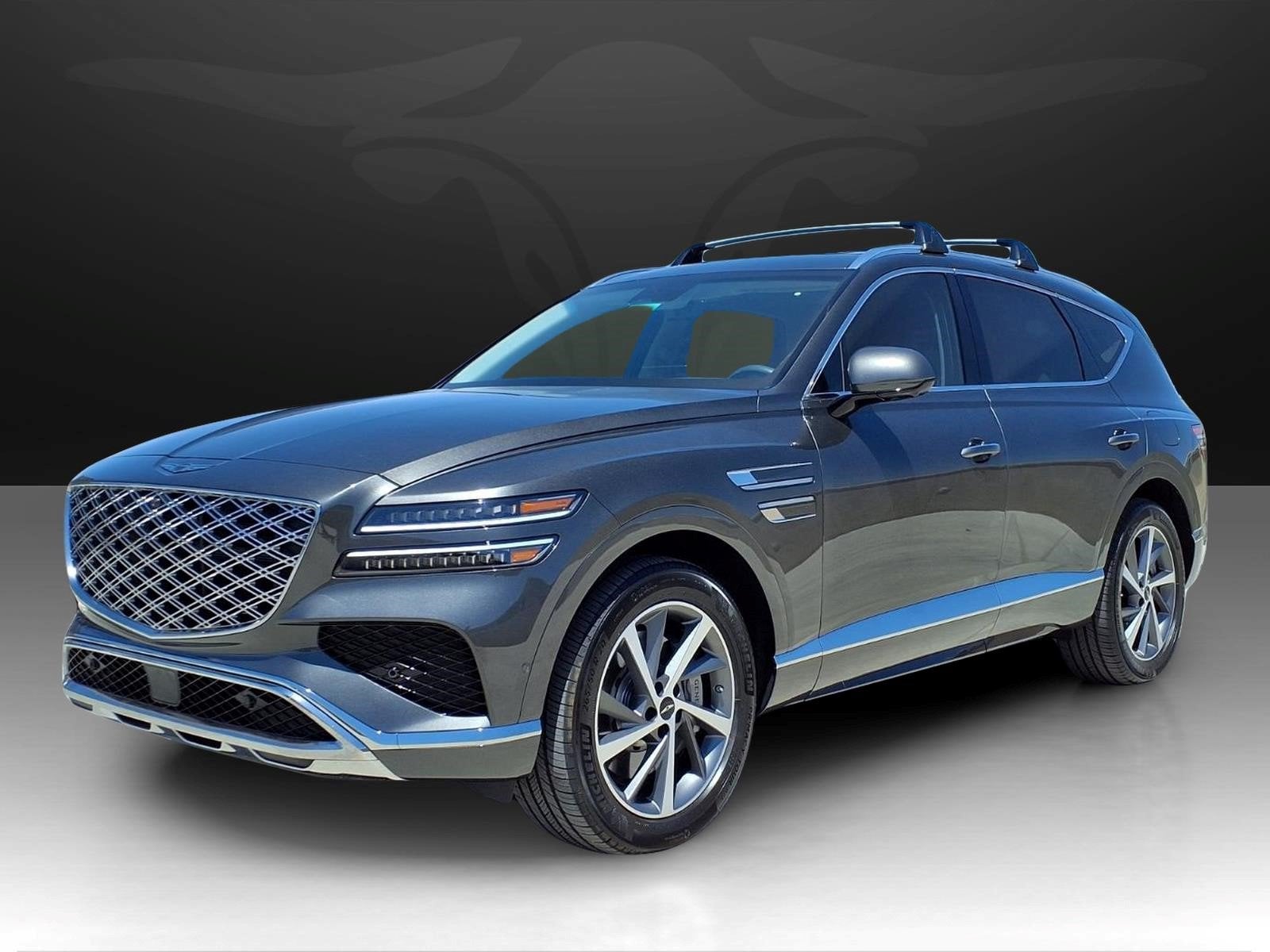 2026 Genesis GV80 ADV in Makalu Gray — front three-quarter view