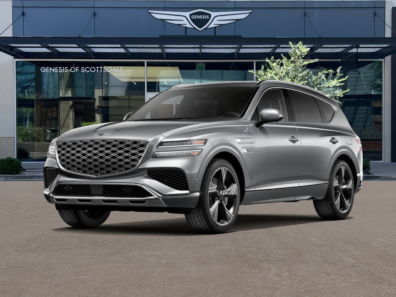 2026 Genesis GV80 3.5T PRESTIGE in Savile Silver — front three-quarter view