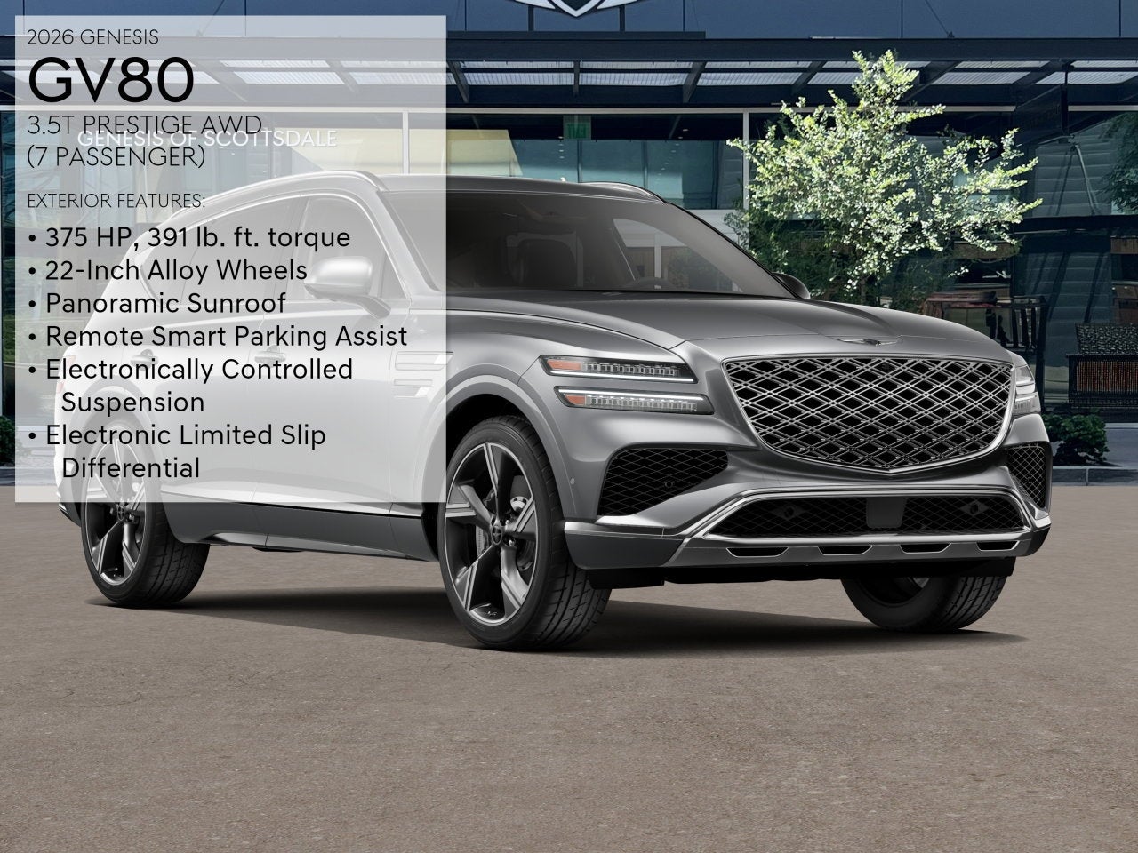 2026 Genesis GV80 — rear three-quarter view
