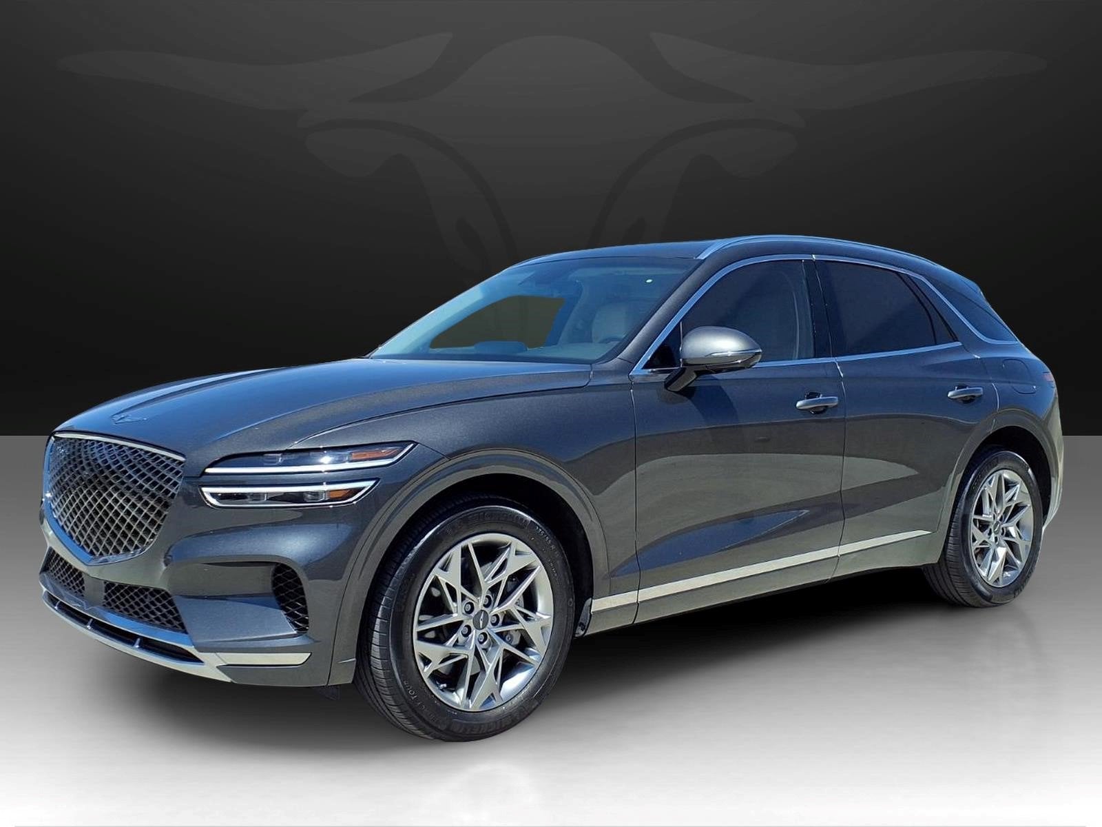 2025 Genesis GV70 2.5T in Makalu Gray — front three-quarter view